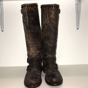FRYE distressed snakeskin boots